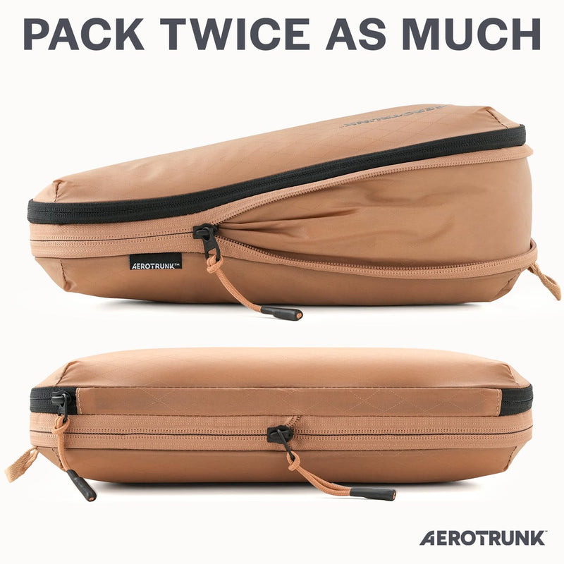 Ultralight Compression Packing Cubes for Travel, 3-Pack, Mocha | Pack 2x more clothes, Maximize luggage space, YKK Compression zippers, Stay organized, Ultralight travel organizer bags