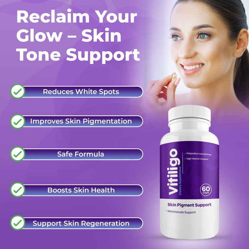 Vitiligo Capsules 60 Count | 1 Month | Improve Skin Pigmentation Support and Reduce White Spots | Effective Vitiligo Supplement | Natural Solution for White Spots on Skin. (2) 2