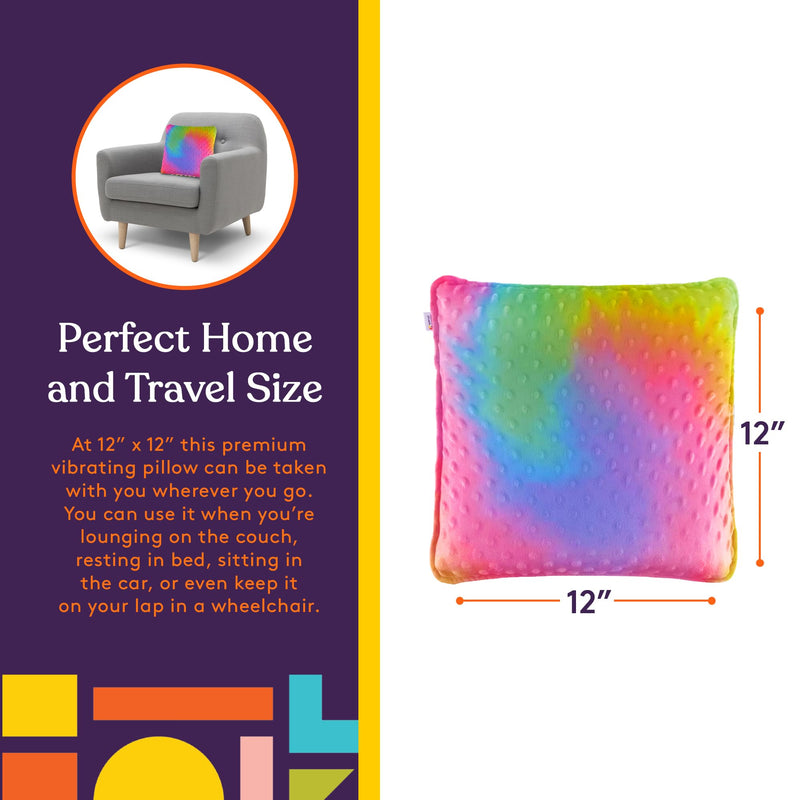 [Australia] - Special Supplies Vibrating Pillow Sensory Pressure Activated for Kids and Adults, 12” x 12” Plush Minky Soft Cover, Colorful 
