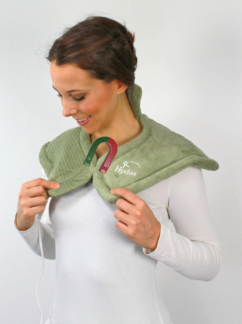 [Australia] - Hydas electric neck and shoulder heating pad, safe and targeted heat for the neck, back, shoulders, particularly soft fabric, including overheating protection (100 W, 220-240V), green, standard | 1 pack standard 