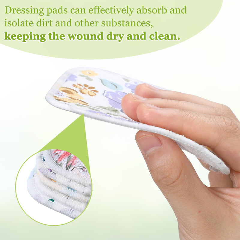 [Australia] - 20 Pcs 4 x 4 Inches Reusable Trach Acc Tracheostomy Supplies Dressing Pads Absorbent Soft Tracheo Cover Drain Split Sponges for Wound Care(Flower Pattern) Flower Pattern 