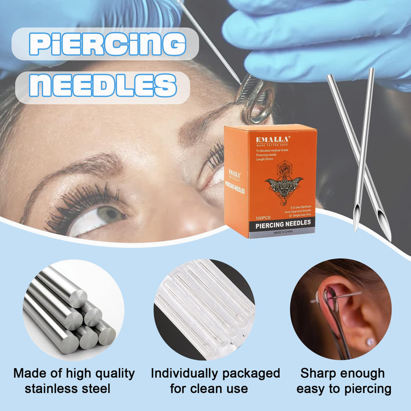 [Australia] - 50pcs Piercing Needles Kit - 12G 14G 16G 18G 20G Mixed Gauges, 316L Stainless Steel Hollow Needles for Ear Nose Belly Button Jewelry Piercing MIX-50PCS 