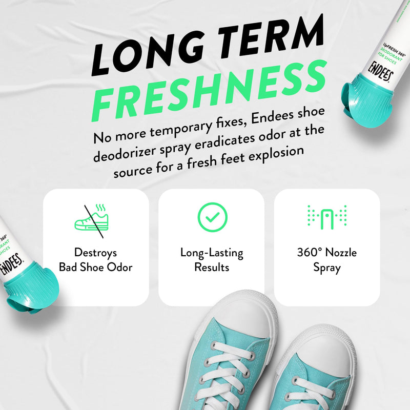 [Australia] - endees UpFresh 360¬∞ Shoe Deodorizer Spray ‚Äì 3 x 3.38 Fl Ozl I Foot Odor Eliminator Shoe Spray for Smelly Shoes, Feet, Sneakers, Boots, and Gym Bags, Stinky Smell Elimination Deodorant, Travel Size 