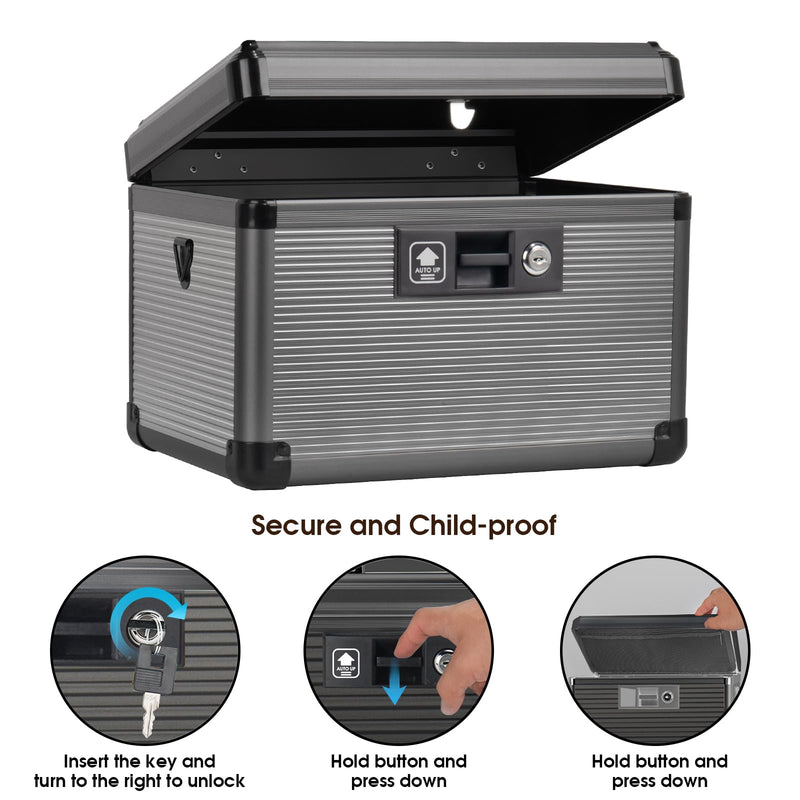 [Australia] - Medicine Lock Box with Key, Alluminum Alloy Box for Medication,First Aid Box with a Removeable Tray to Store Medicines & Pills for Home, Black 12 * 7.68 * 7.87 Inch Medium-12inch 