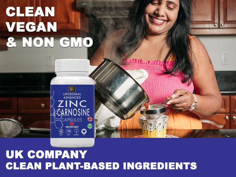 Zinc L-Carnosine Supplement | 180 Easy to Swallow Capsules | 1-A-Day, 6 Months Supply | Advanced Liposomal Zinc & Amino Acid L Carnosine for Max Absorption | No Fillers | Non-GMO | Vegan | UK Company