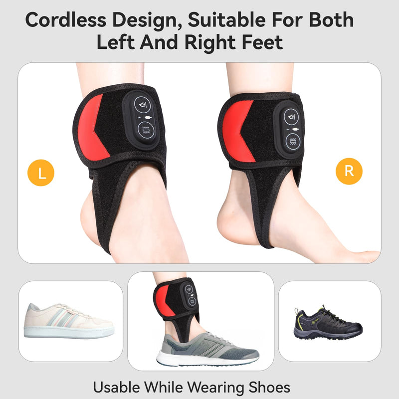 Yabuu Cordless Ankle Brace Heating Massage Pad Relieves Ankle Pain with 3000mAh Battery, Ankle Heated Wrap Pad for Ligament Strain,Achilles Tendonitis,Joint Care, Washable, Thoughtful Gift