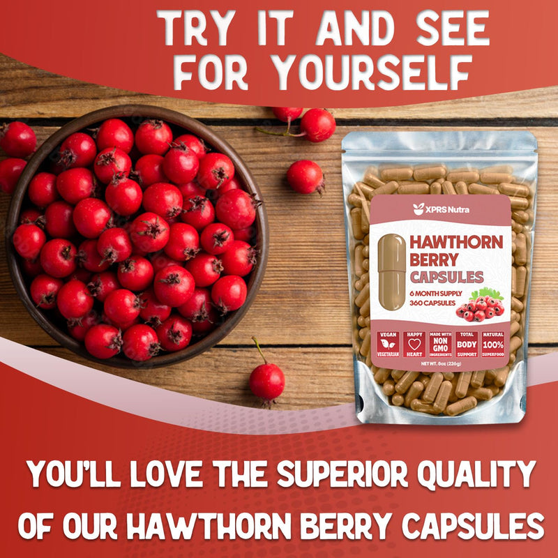 [Australia] - Hawthorn Berry Powder Capsules - 360 Count (6 Month Supply) - Premium Hawthorn Berry Capsules for Cardiovascular Support - Hawthorne Berry Powder - An Ideal Hawthorne Supplement for Men and Women 