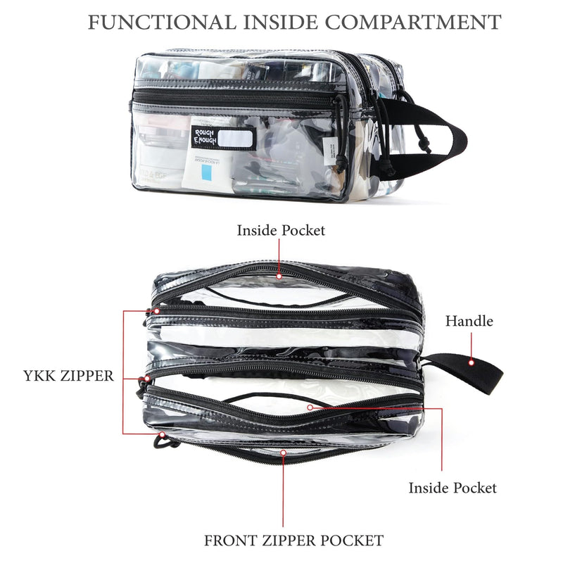 Rough Enough Clear Toiletry Bags for Travelling with Handle Bundle Set