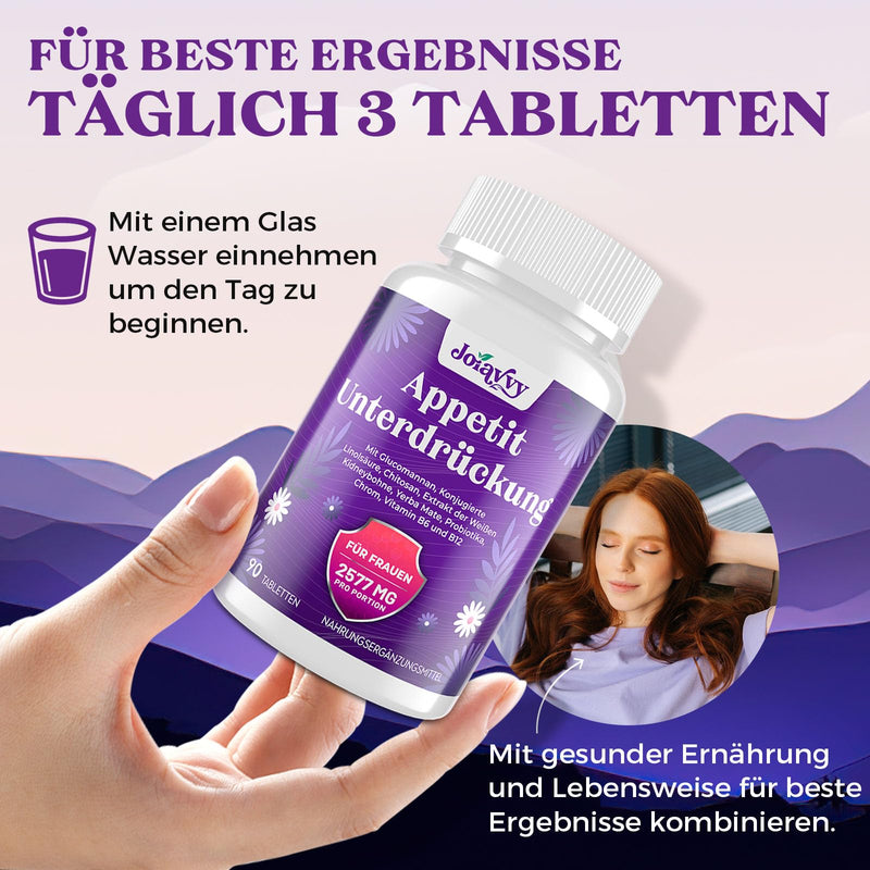 [Australia] - Appetite Suppressant for Women 2577mg, High Dose Glucomannan from Konjac Root, Fast Strong Fat Burner, Optimized with Chromium, Green Tea Extract, Vitamin B12, Natural, Keto (90 Tablets) 90 Pieces (Pack of 1) 