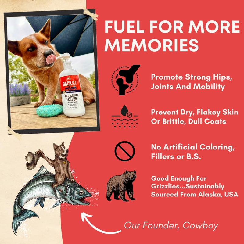Wild Alaskan Fish Oil for Dogs, Skin and Coat Supplement for Dogs & Cats, Omega-3-Rich Salmon and Pollock Oil, EPA & DHA Dog Salmon Oil for Brain, Heart, and Joints 16 fl oz (473 ml) 16 Ounces - PawsPlanet Australia