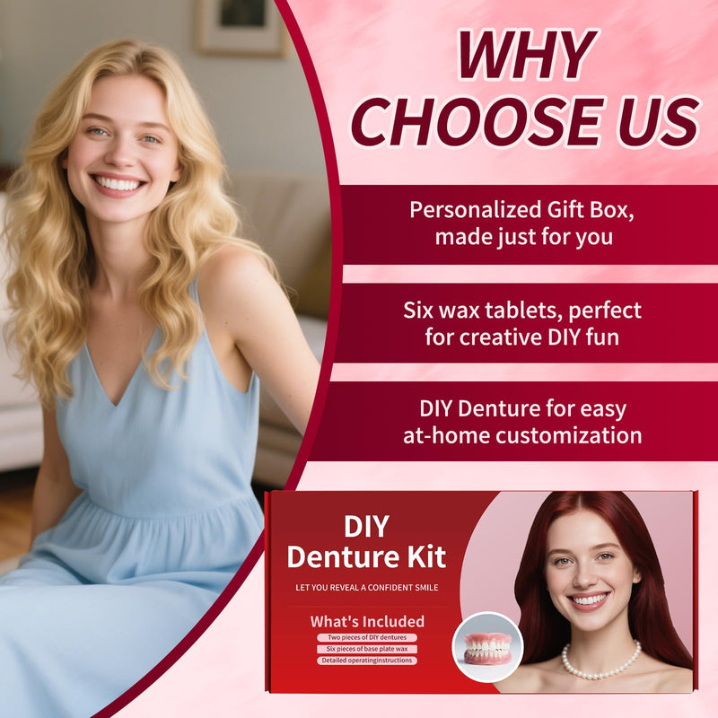 [Australia] - Dentures DIY Kit: Full Set Top & Bottom Fake Teeth for at-Home Smile Enhancement - Easy & Universal Fit-A06 