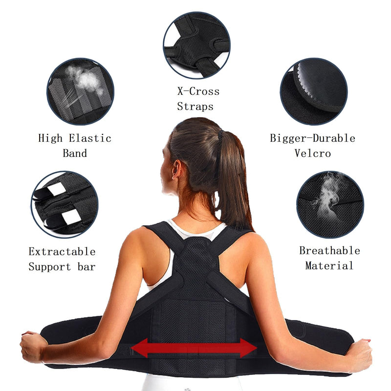[Australia] - Posbaer back straightener, comfortable and adjustable back support belt, posture correction back for men and women, open your shoulders, black M 
