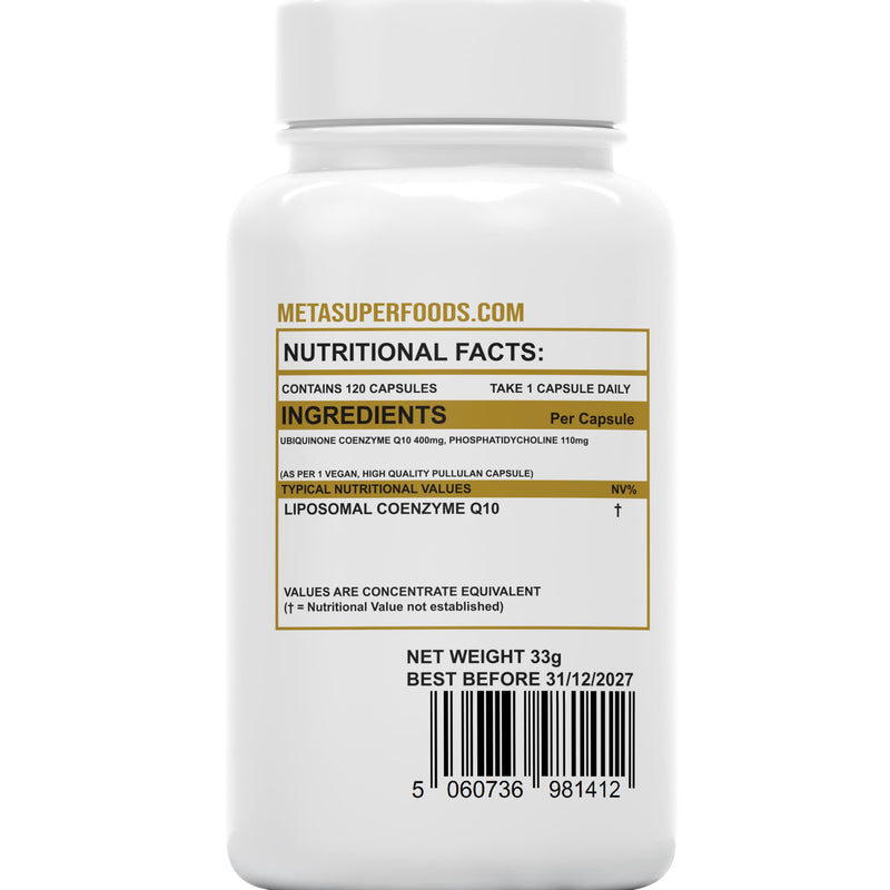Ubiquinone Coenzyme Q10 400mg | 120 High Strength Vegan Capsules | Liposomal High Absorption CoQ10 1-A-Day Tablets | CoEnzymeQ10 Supplement | 4 Months Supply UK Company