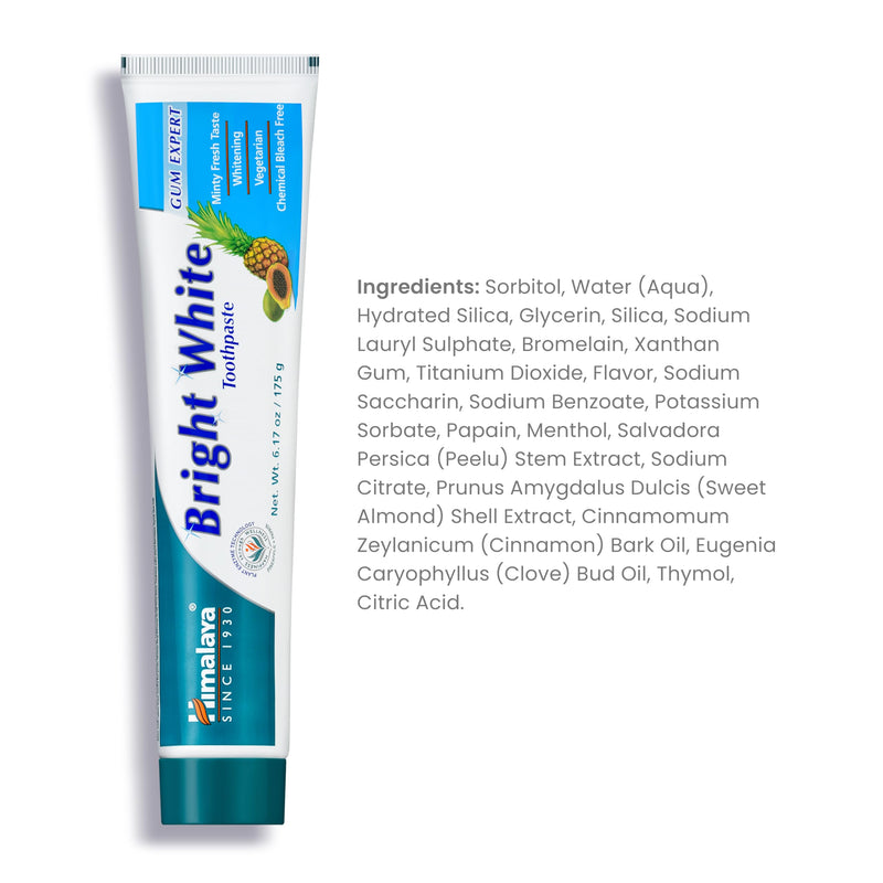 [Australia] - Himalaya Bright White Toothpaste, Fluoride Free to Reduce Plaque & Whiten Teeth, 6.17 oz, 3 Pack Mint 6.17 Ounce (Pack of 3) 