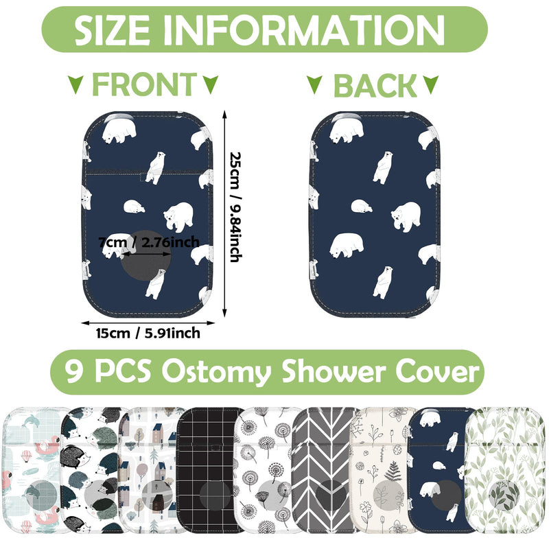 9 Pcs Ostomy Bag Covers Waterproof Ostomy Shower Cover Lightweight Colostomy Bags Reusable Washable Ostomy Wrap with Adjustable Opening Ostomy Supplies for Women Men Care Protector