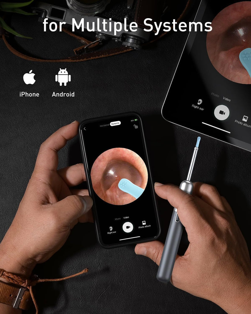 [Australia] - Qimic Earwax Remover Otoscope, WiFi Ear Cleaner with Camera, IP67 Waterproof Ear Endoscope, 360° Wide Angle Otoscope Camera with 6 LEDs for iPhone, Android Smartphones and iPad 