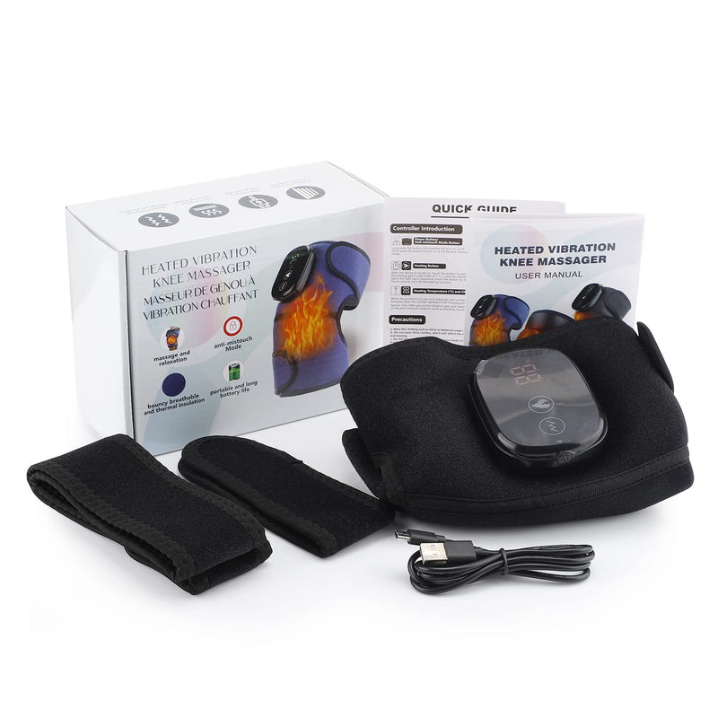 FSA Eligible Knee Massager with Heat and Vibration, Knee Heating Pad for Arthritis with Massage, Heated Knee Brace Wrap Black 1 pcs black 1.0