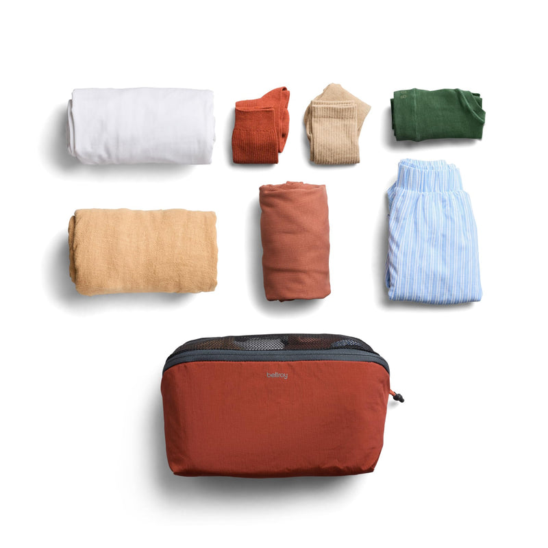 Bellroy Packing Cube, 4L Travel Organizer Pouch - Clay | 4L organizer packing cube with an internal zip pocket and a durable, lightweight design