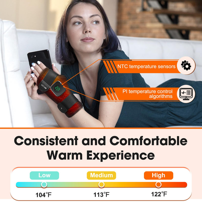 Wrist Heating Pad, Adjustable Wrist Support Brace with Heat for Men and Women, Heated Wrist Brace for Sport Sprain, Chore Fatigue, Sport Soreness Pain Relief- Left Hand