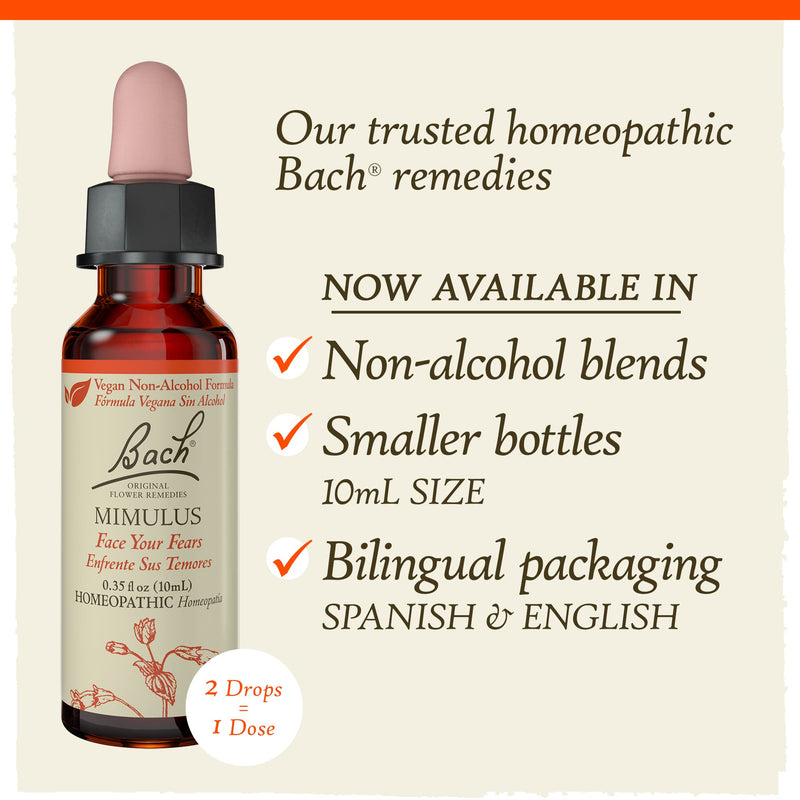 [Australia] - Bach Original Flower Remedies, Mimulus for Facing Fears (Non-Alcohol Formula), Natural Homeopathic Flower Essence, Holistic Wellness and Stress Relief, Vegan, 10mL Dropper 