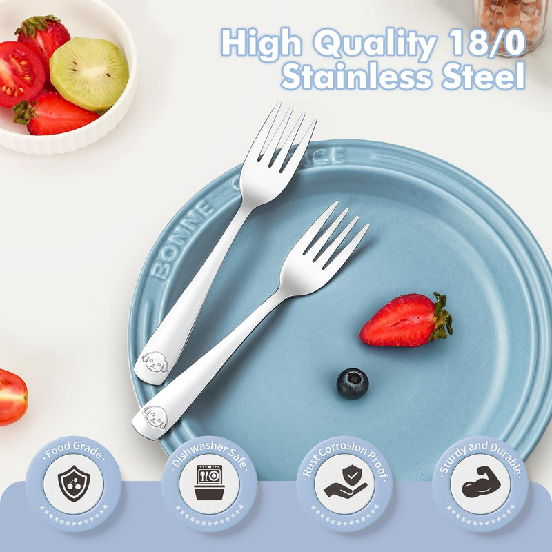 [Australia] - DRKIO Stainless Steel Toddler Forks Set - 6 Pieces Kids Forks Set Children Safe Food Grade Kids Silverware Small Forks Metal Toddler Utensils Dishwasher Safe Mirror Polished 