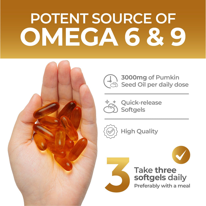 Pumpkin Seed Oil Soft Capsules - 200 Count (3000mg Per Serving) High Potency, Cold Pressed Extra Virgin Softgels (Non-GMO) by HighAtlas