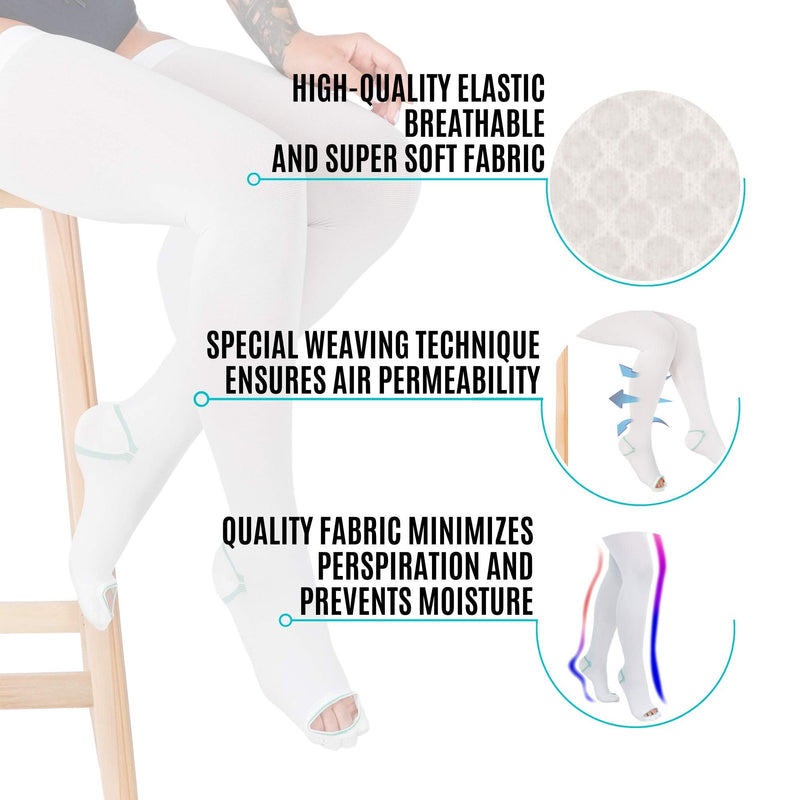 [Australia] - Anti Embolism Compression Stockings, Thigh High Unisex Ted Hose Socks 15-20 mmHg Moderate Level Large (1 Pair) 