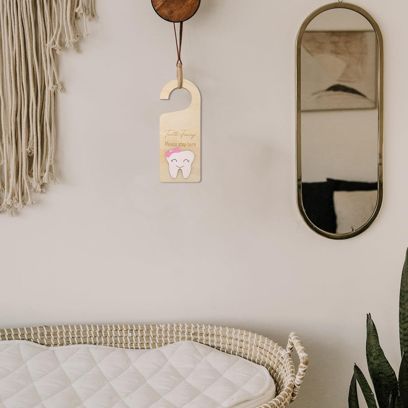[Australia] - Cute Wooden Tooth Fairy Door Hanger with Money Holder, Comforting Kids with Lost Tooth, Encourage Gift for Boys Girls, Kids Room Pick up Box Sign Decor 