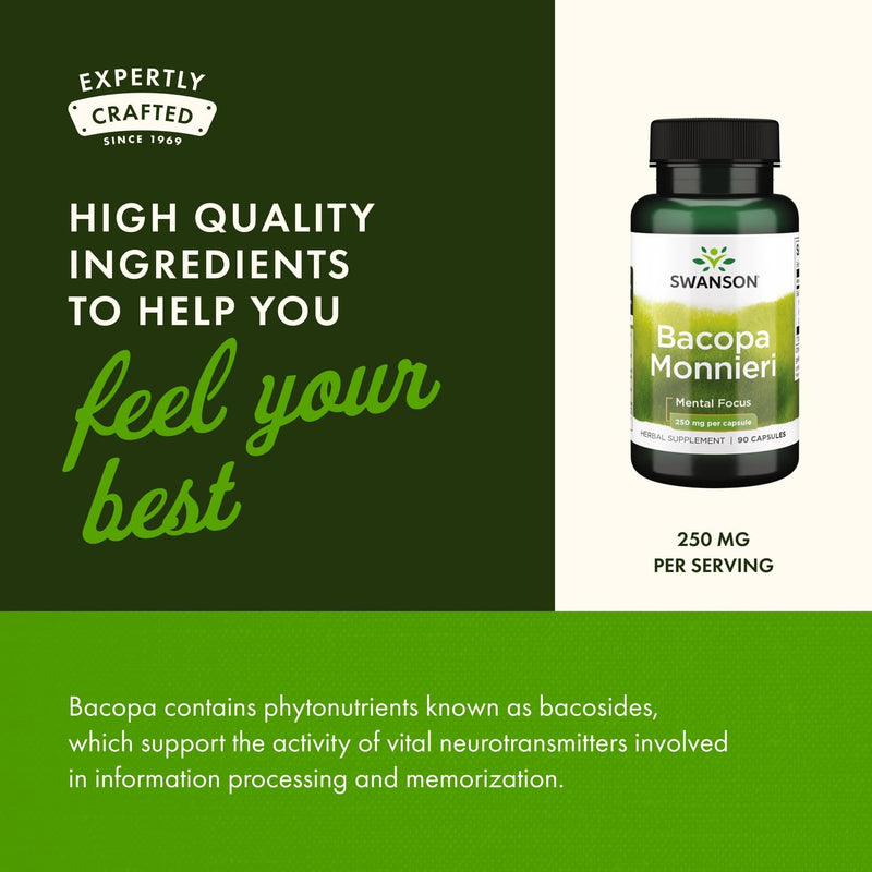 [Australia] - Swanson Bacopa Monnieri Extract Bacognize 250 Milligrams 90 Capsules (2 Pack) 