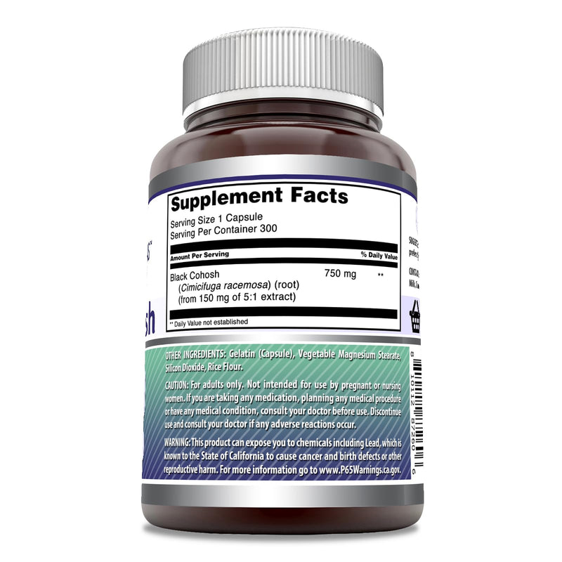 [Australia] - Amazing Formulas Black Cohosh Supplement | 750 Mg | 300 Capsules | Non-GMO | Gluten Free | Made in USA 