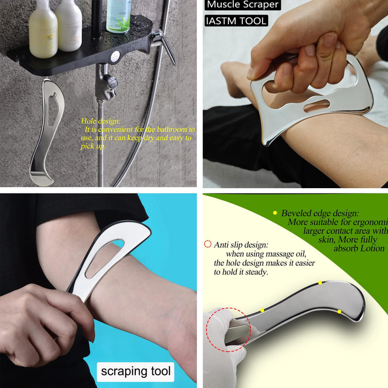 [Australia] - Muscle Scraper Stainless Steel IASTM Massage Tools Set,Gua Sha Scraping Tools for Physical Therapy(3pcs) GYX COELE-02 