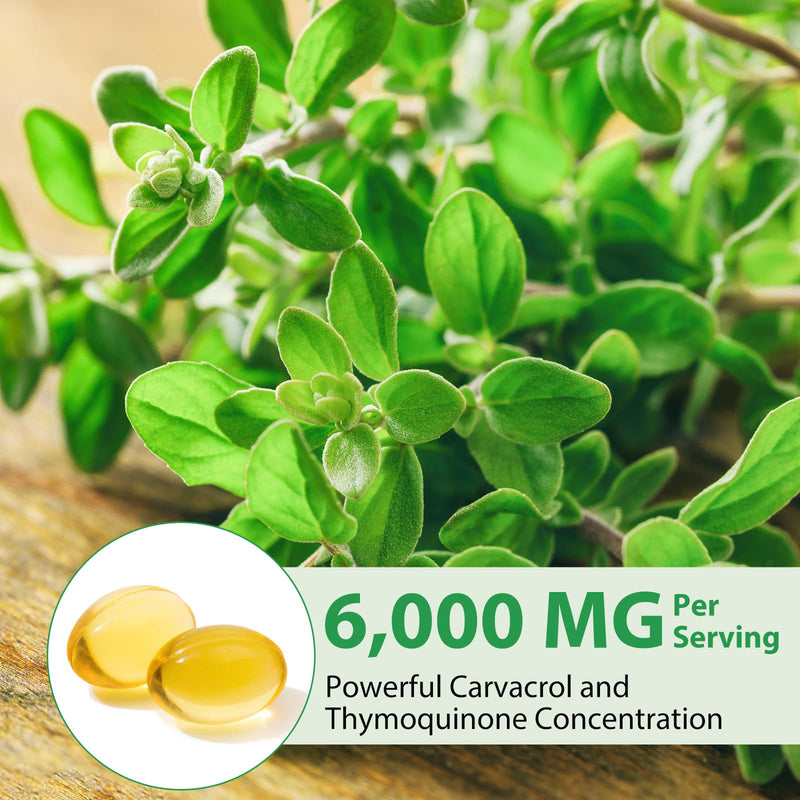 [Australia] - Oil of Oregano Softgels 6000mg, 2 in 1 Formulated with Black Seed Oil 200mg, Immune Support, Oregano Oil Capsules Organic, Natural Defense Supplement, Non-GMO, Easy to Swallow, 240 Softgels 120 Count (Pack of 2) 