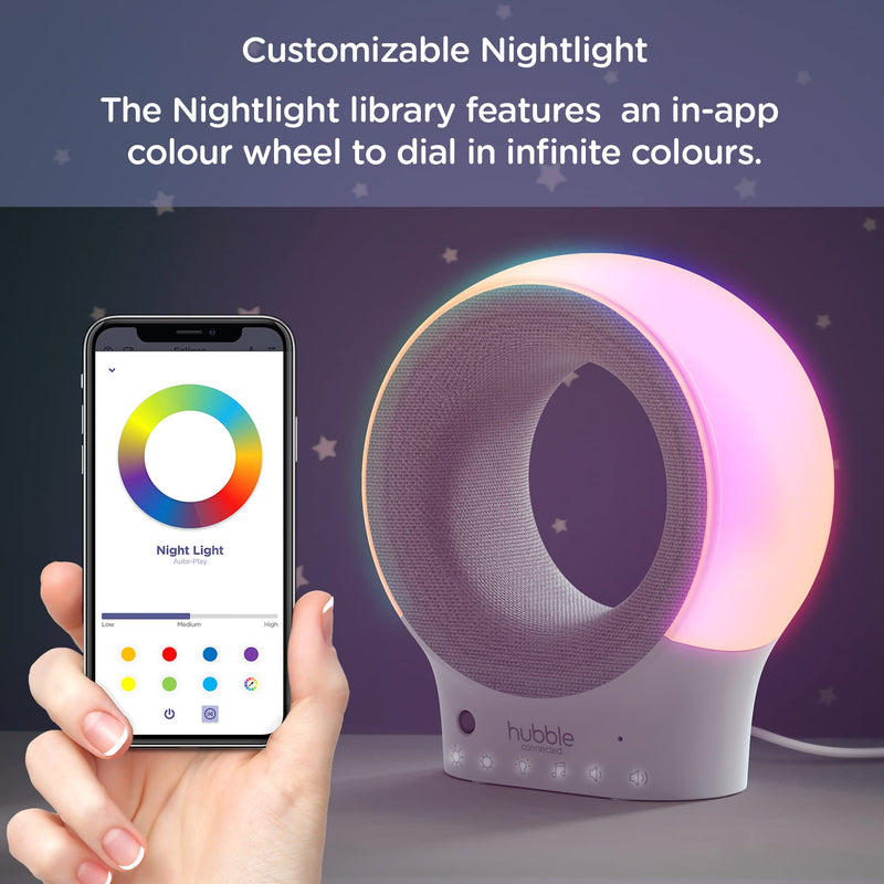 [Australia] - Hubble Eclipse Soother, Kids & Baby Audio Monitor, 7-Color Night Light, Speaker with Calming Music & Sleep Tracks, Baby White Noise Machine, Sleep Trainer with Wi-Fi Connectivity 