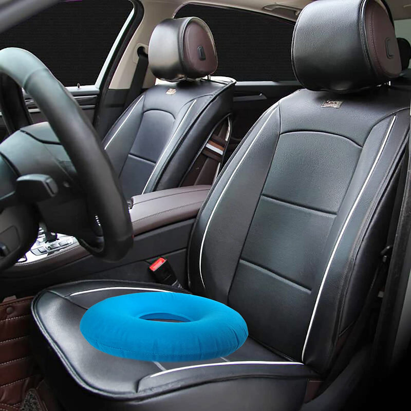 [Australia] - 2 Pack Inflatable Donut Cushion for Tailbone Pain, Hemorrhoidal Donut Pillow, Round Donut Pillow for Sitting, Home, Car or Office Chair (15" Light Blue & Gray) 
