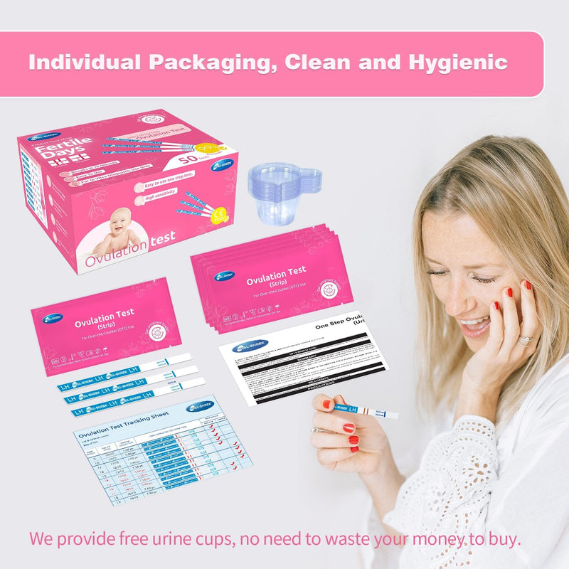 HEAL-CHECK 25 Count Ovulation Test Strips with Cups, Bulk Ovulation Test Strips for Women, Ovulation Predictor Kit, Accurate Fertility Tests for Home, Individually Wrapped 5mm LH