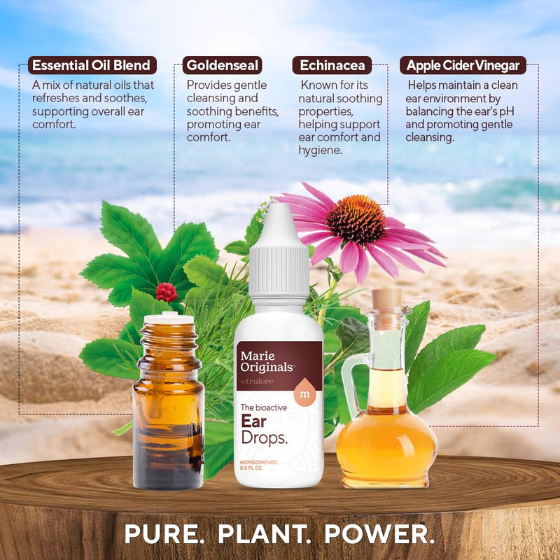 [Australia] - Marie Originals Ear Drops for Clogged Ears, Dry Itchy Ears & Ear Hygiene for Adults & Kids | Natural Plant-Based Ingredients Perfect for Summer use, Swimmers & Everyday Care | 0.5 FL Oz - 14mL 