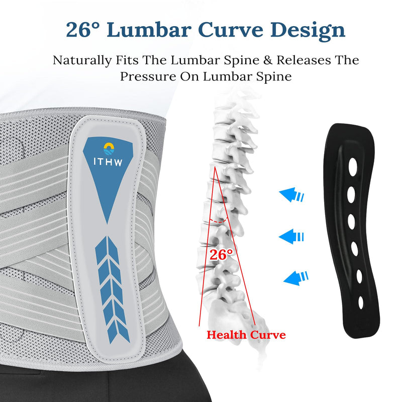 [Australia] - Back Brace for Lower Back Pain Relief, Adjustable Back Support Brace for Men and Women, Lower Back Brace with 7X Support System for Sciatica, Herniated Disc, Scoliosis (Medium) Medium Gray 