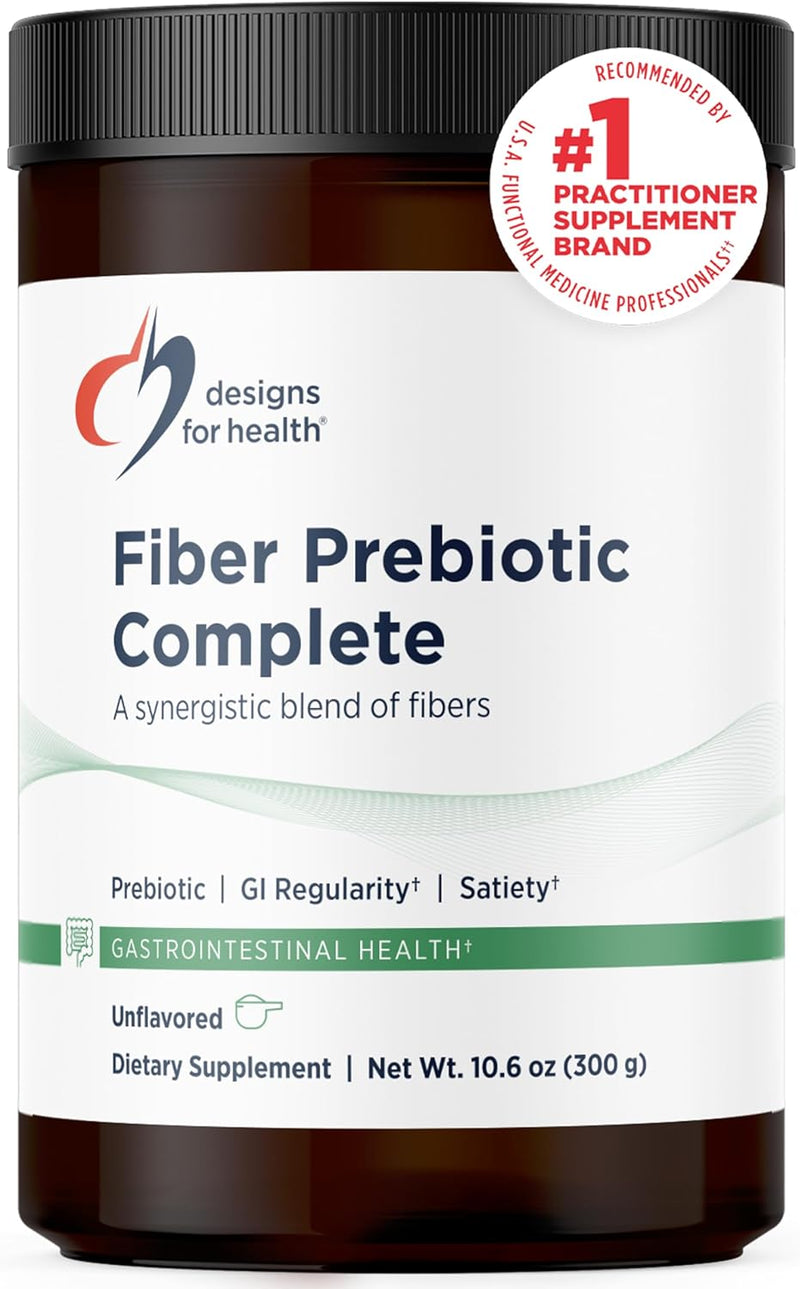 Designs for Health PaleoFiber - 12 Digestive Fiber Blend Powder Supplement with Psyllium Husk, Flax + Apple Pectin - Prebiotic Gut Support, Unflavored + Unsweetened - Vegan (60 Servings / 300g) Unflavoured