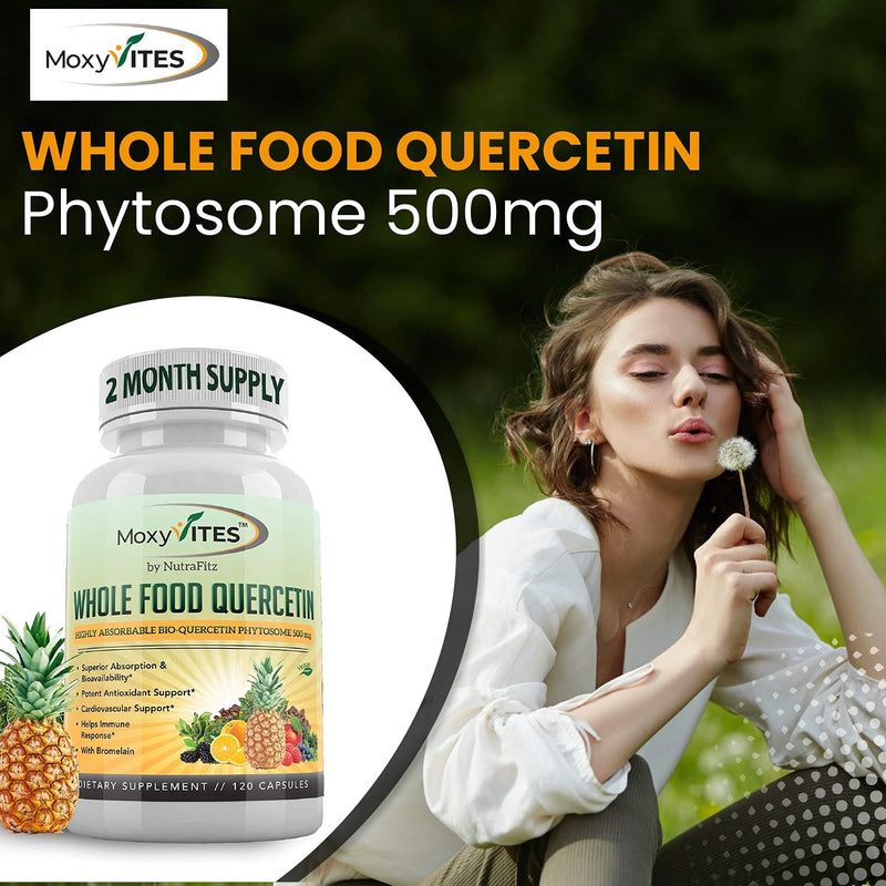 [Australia] - Quercetin with Bromelain 500mg Supplement - Bioactive Phytosome Complex, Pure Organic Whole Food Seasonal Support, Healthy Inflammatory Response, Antioxidant, 20X Absorption & Bioavailability-120 Caps 