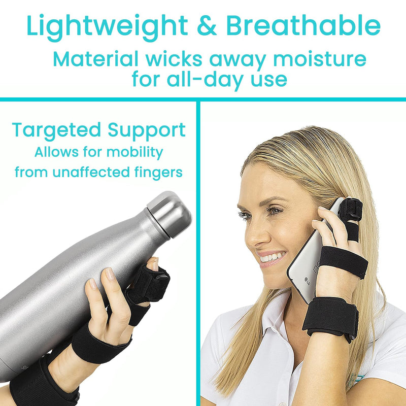 Vive Full Trigger Finger Splint - Hand and Wrist Brace Support - Adjustable Locking Straightener - Straightening Immobilizer Treatment For Sprains, Pain Relief, Arthritis, Tendonitis (Black) Black