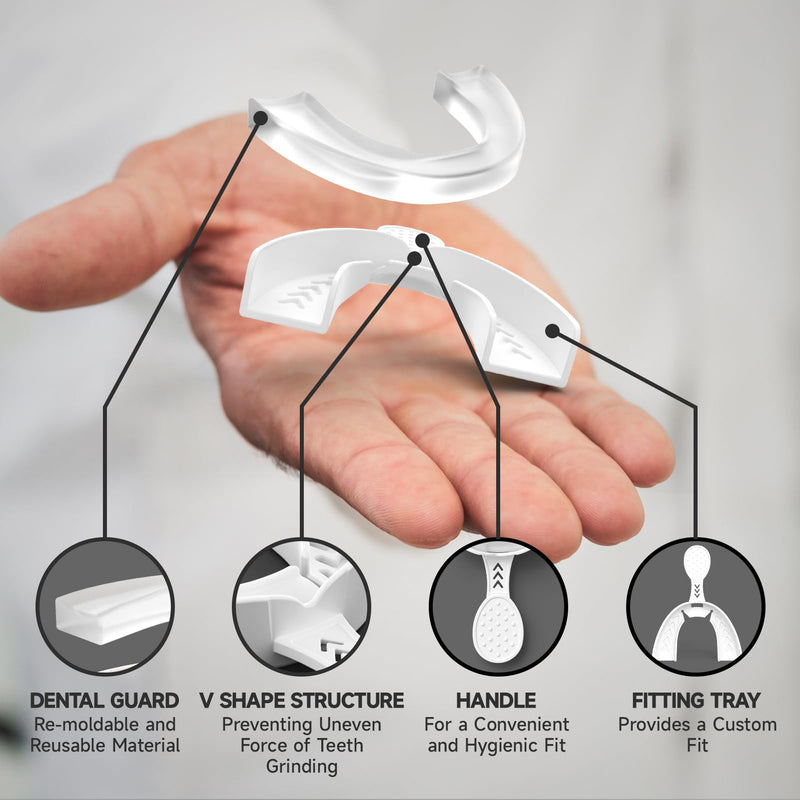 [Australia] - Upgraded Mouth Guards for Grinding Teeth, 4 Pack, Standard Size, Professional Night Guard With Fitting Tray, Comfortable for Clenching Teeth Clear 