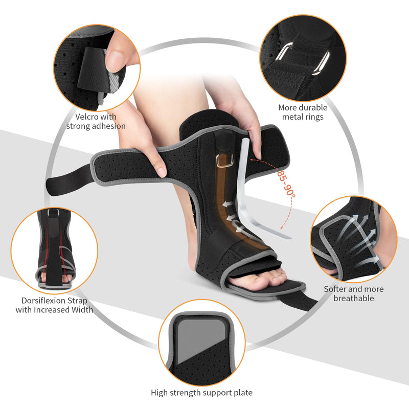 [Australia] - Plantar Fasciitis Night Splint: Adjustable Brace with Arch Support | Dorsal Night Splint for Women Men | Dual Effective Plantar Fasciitis Relief Achilles Tendonitis Foot Drop Heel Pain Black 