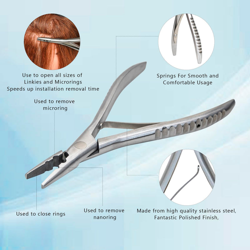 Hair Extensions Pliers 2-Hole Hair Pliers Hair Extension Tool kit for Micro Ring Hair Extensions Opener and Removal Holes Shape Kit
