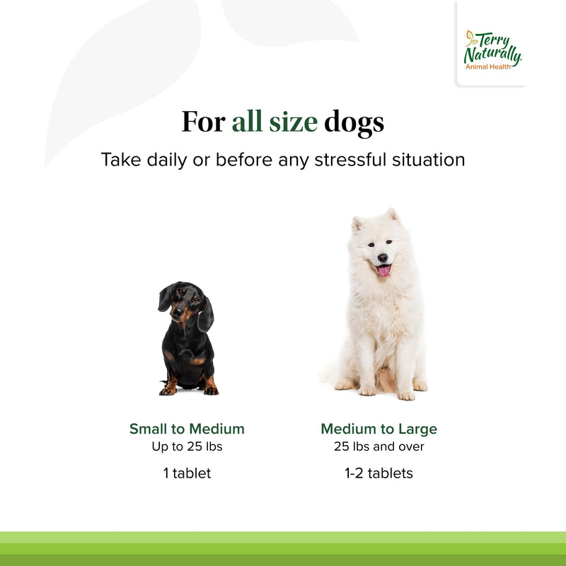 Terry Naturally Animal Health Calming Formula - 45 Tablets - Promotes Calm & Relaxation for Dogs - Non-GMO - 45 Servings - PawsPlanet Australia