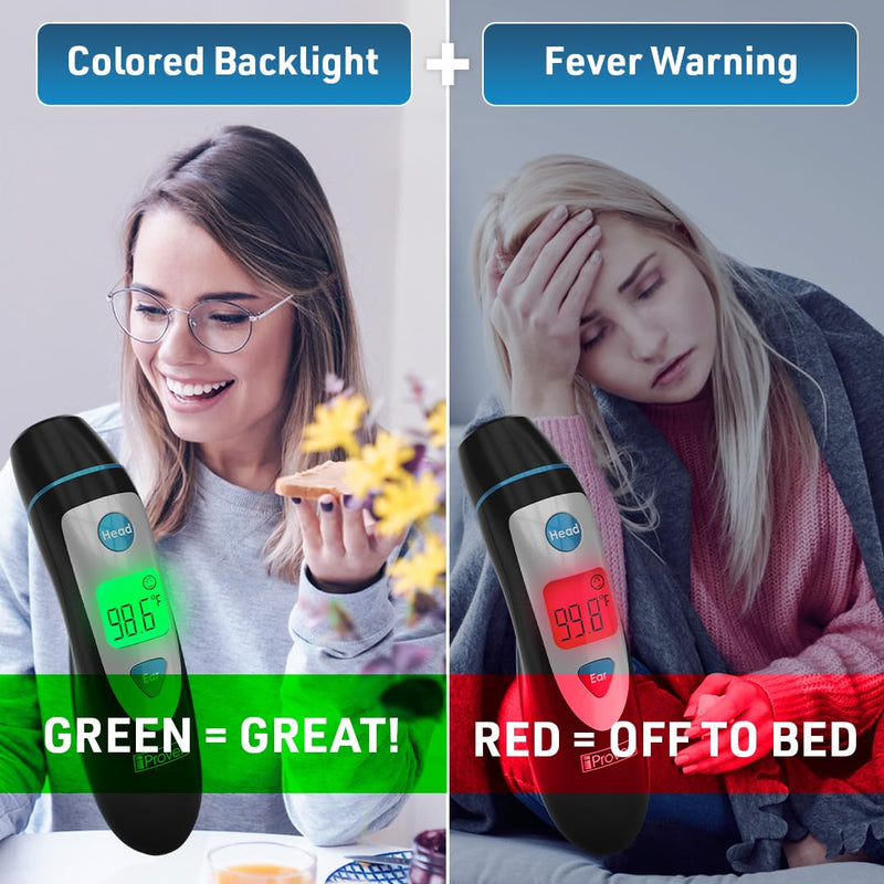 [Australia] - iProven Digital Ear Thermometer for Adults, Kids and Babies |Accurate, Fast & Easy to Use| Ear and Forehead Mode, Fever Detection, 1-second Reading, 20 Memory, Backlit Display Black 