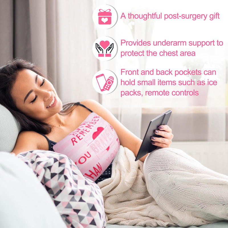 [Australia] - Mastectomy Pillow Post-Surgery Pillow for Mastectomy and Breast Cancer Recovery Comfort Gifts for Women Patients Pink Braver one size 