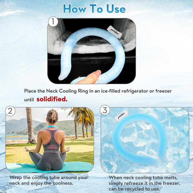 [Australia] - Neck Cooling Tube, Reusable Ice Neck Cooler Wraps Wearable Body Cooling Products for Outdoor Indoor, Neck Coolers for Hot Weather Blue 