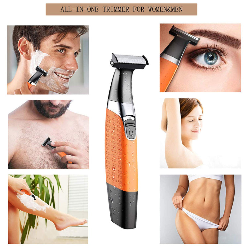 [Australia] - Electric Razor, Beard Trimmer Men, Waterproof Beard Grooming,Cordless USB Rechargeable Body Groomer and Hair Remover for Eyebrow, Beard Facial& Body Hair for Men and Women Orange 
