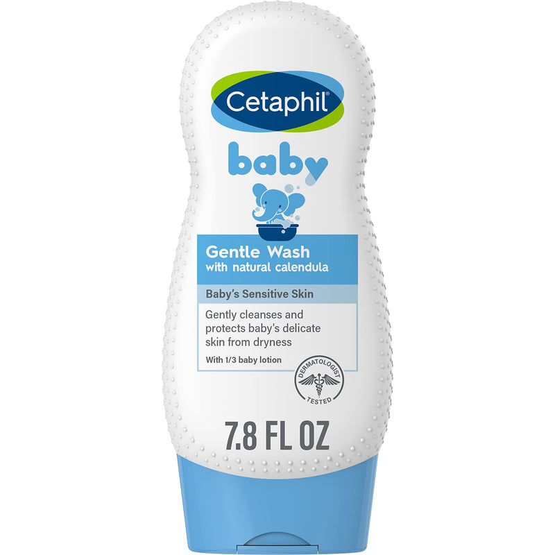 Cetaphil Baby Body Wash with Half Baby Lotion, Gentle Wash with Organic Calendula, Soothes Dry, Sensitive Skin for Everyday Use, Gentle Fragrance, Soap Free, Hypoallergenic, 7.8oz Lightly Scented 7.8 Fl Oz (Pack of 1)