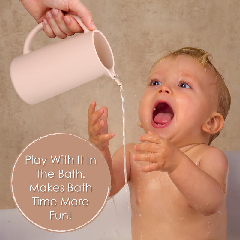 [Australia] - Baby Bath Rinse Cup, Food Grade Silicone Body Washing Rinser Cup (Pink) Pink 